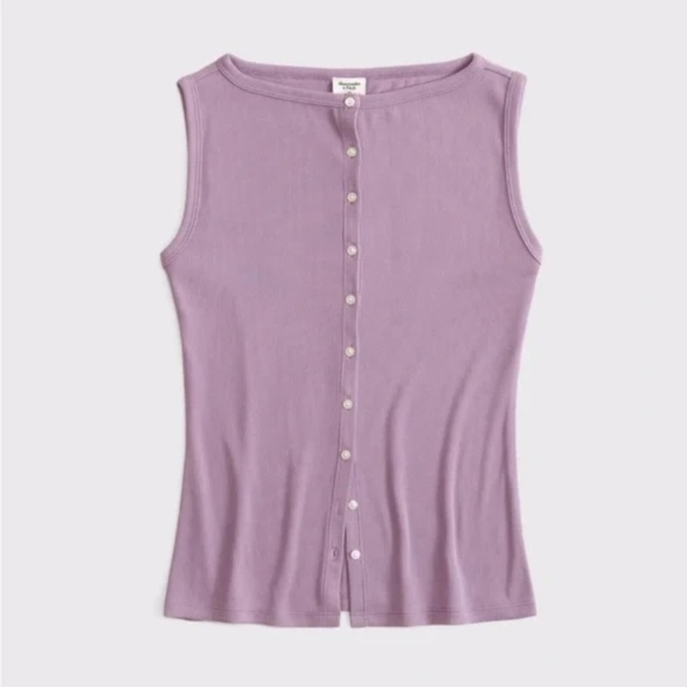 Abercrombie & Fitch Slash Button Through Sleeveless Tank Top Purple